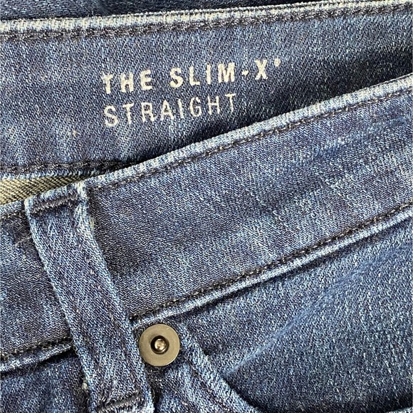 Spanx Slim X Straight Blue Mid rise Dark Wash Denim Jeans Size 25 - Picture 5 of 7